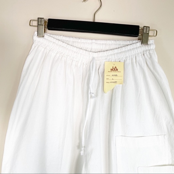 NWT La Rueca White Wide Leg Pull On Cropped Pants - Picture 8 of 12